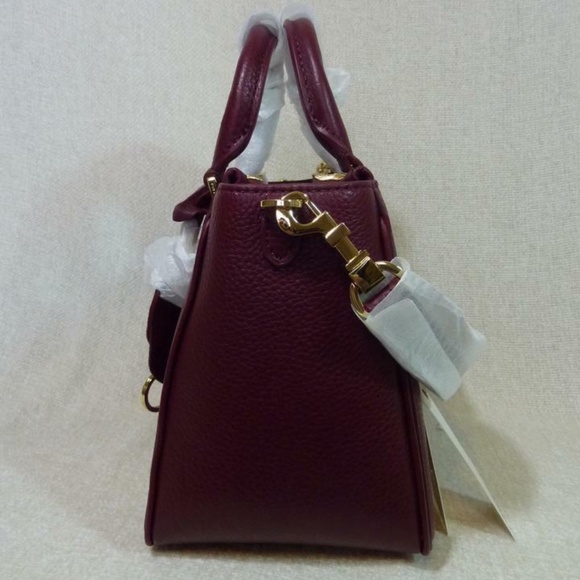 NEW Tory Burch Robinson Wine Red Pebbled Leather Mini Square Tote/Crossbody Bag - Picture 8 of 16